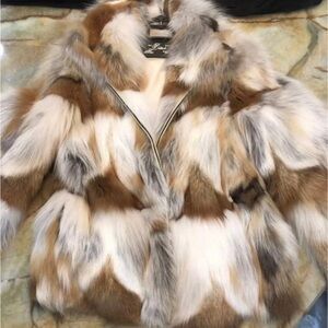 Women's Multicolor real genuine fox   Fur Jacket